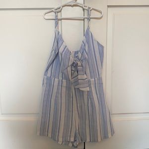 By the way blue and white striped romper